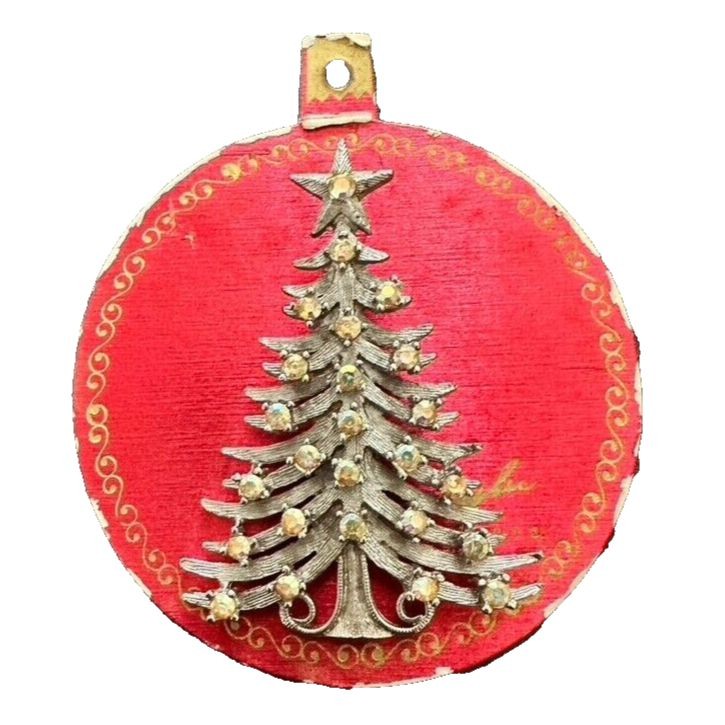 Vtg Signed Mylu Christmas Tree & Rhinestones Silver Tone Brooch Pin - Nos New